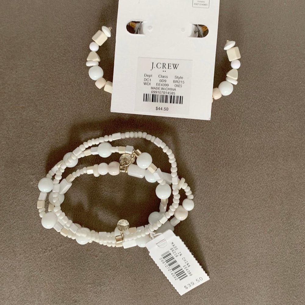 J.Crew White Plastic Hoop Earring and Bracelet Set - Picture 2 of 2